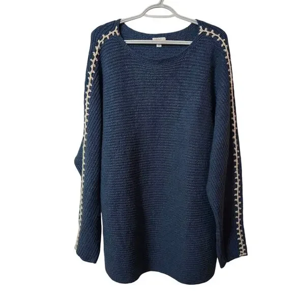 J.Jill Tall Pure Jill Hand-Stitched Contrast Knit Boatneck Old Money Sweater - Picture 2 of 6